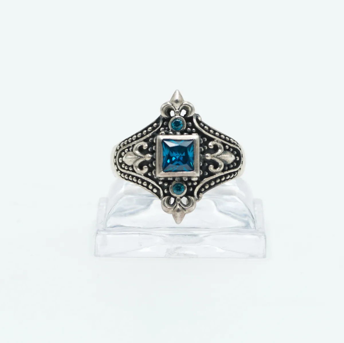 Inel cruce crin imperial c.z bleu Argint