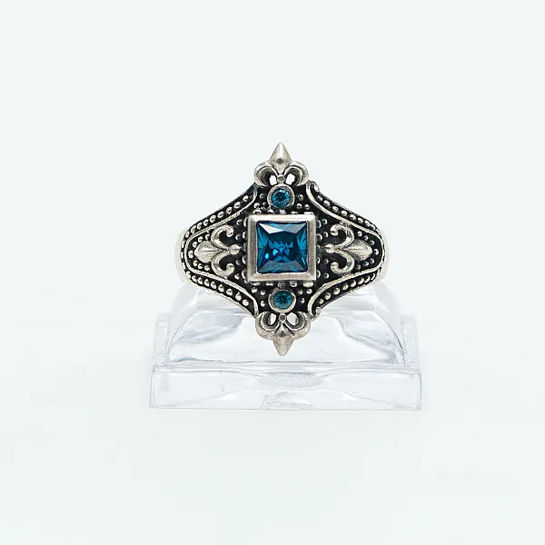 Inel cruce crin imperial c.z bleu Argint
