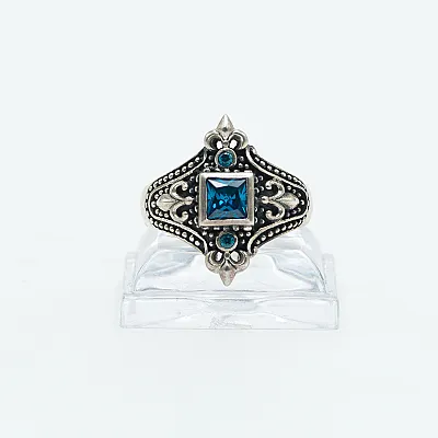 Inel cruce crin imperial c.z bleu Argint - 1