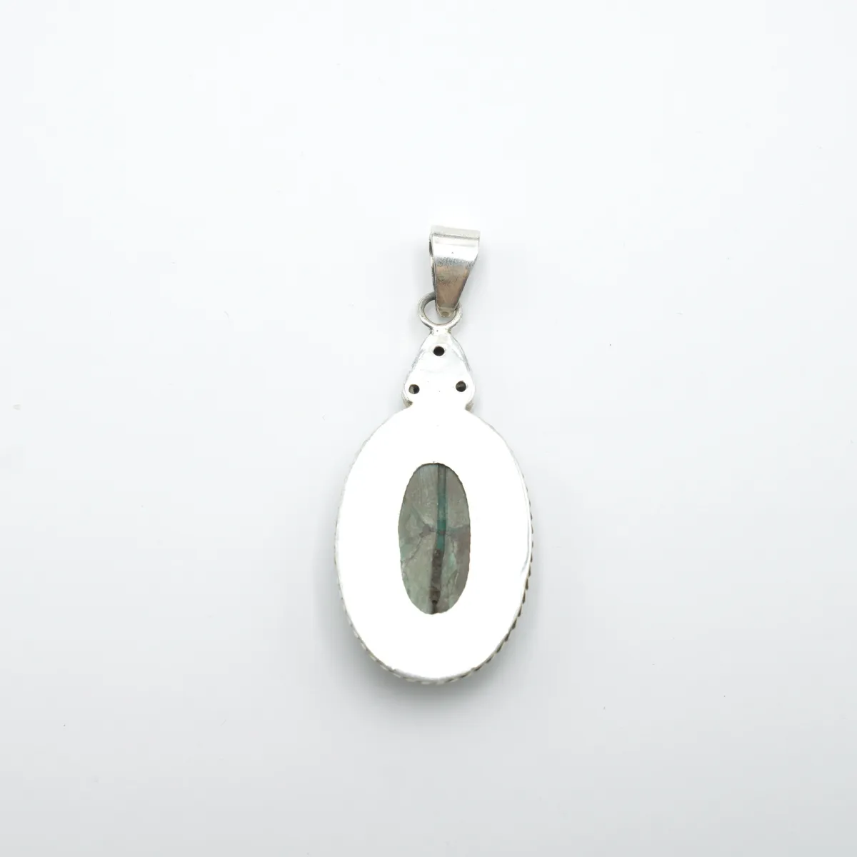 Pandantiv oval turcoaza trio pietre Argint