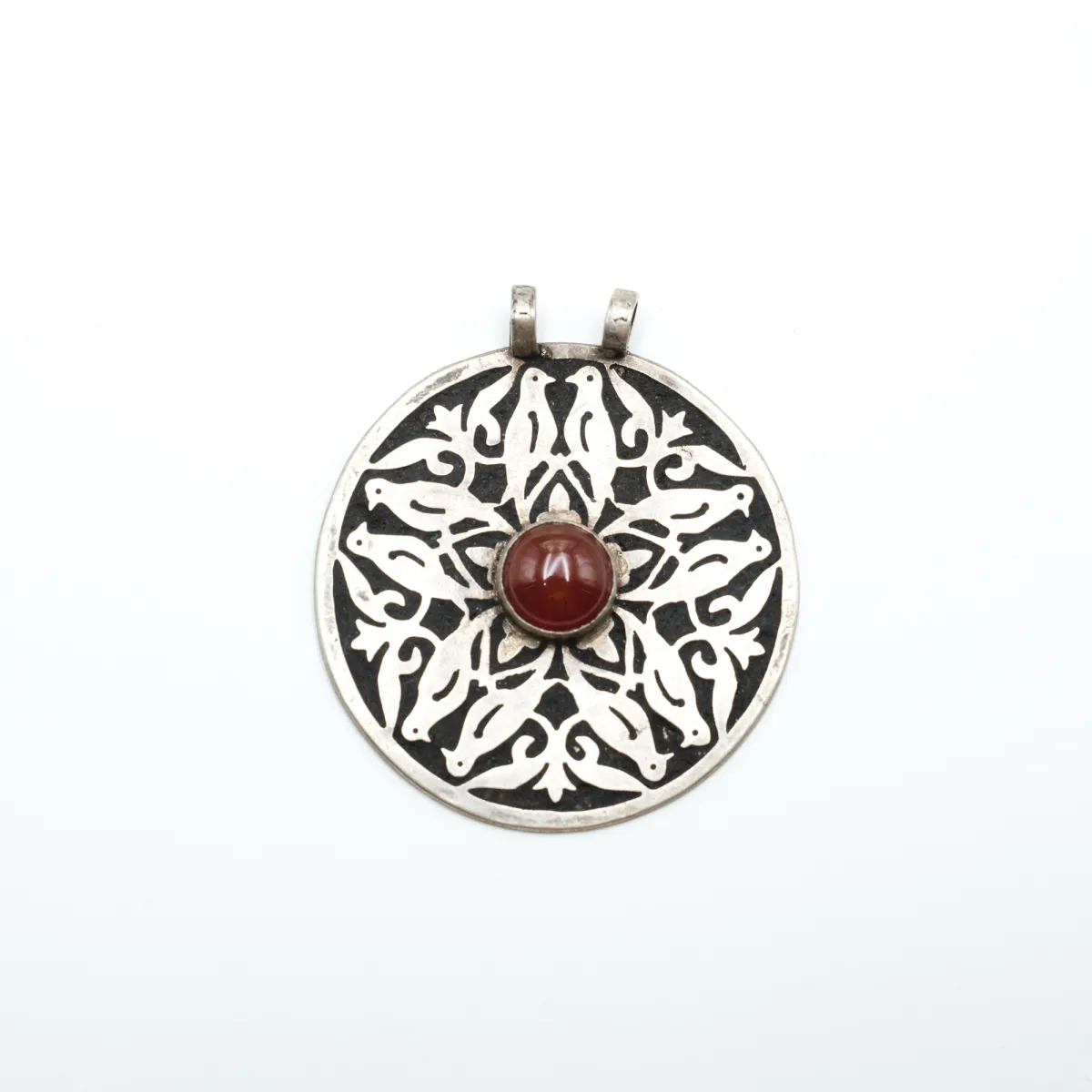Pandantiv Afgan pasari carneol 6.5cm Argint