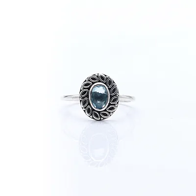 Inel xs floare ovala topaz albastru Argint - 1