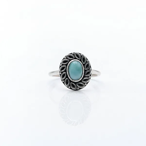 Inel xs floare ovala larimar Argint