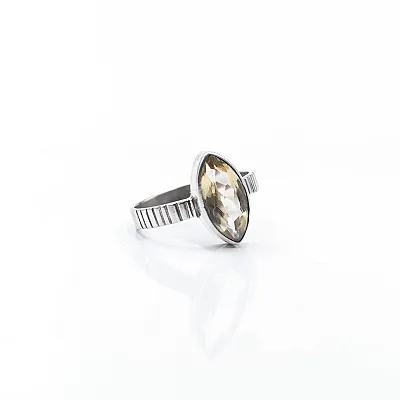 Inel oval ascutit dungi citrin Argint - 5