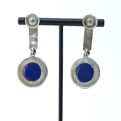 Cercei Nepal disc sidef lapis Argint - 2