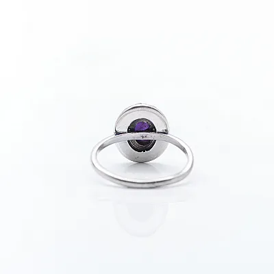 Inel xs floare ovala ametist Argint - 4
