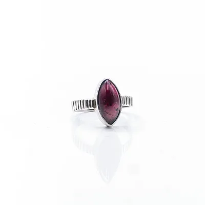 Inel oval ascutit dungi granat.caboson Argint - 1