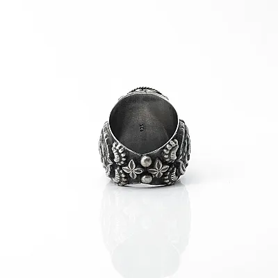 Inel etnic India bomabat floral Argint - 4