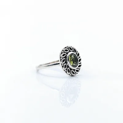 Inel xs floare ovala peridot Argint - 5