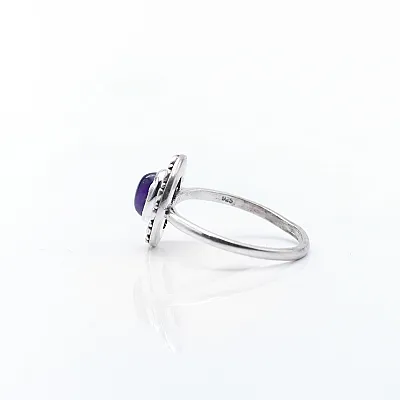 Inel xs floare ovala ametist Argint - 3