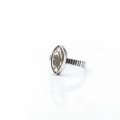 Inel oval ascutit dungi citrin Argint - 2