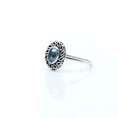 Inel xs floare ovala topaz albastru Argint - 2