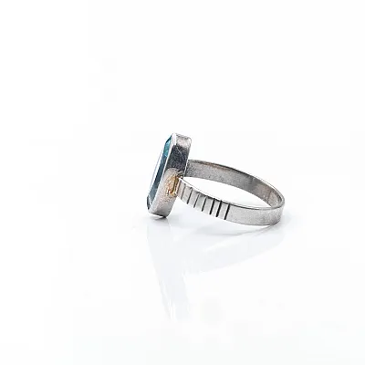 Inel oval ascutit dungi topaz.albastru Argint - 3