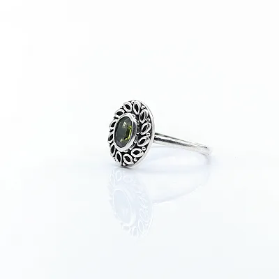 Inel xs floare ovala peridot Argint - 2