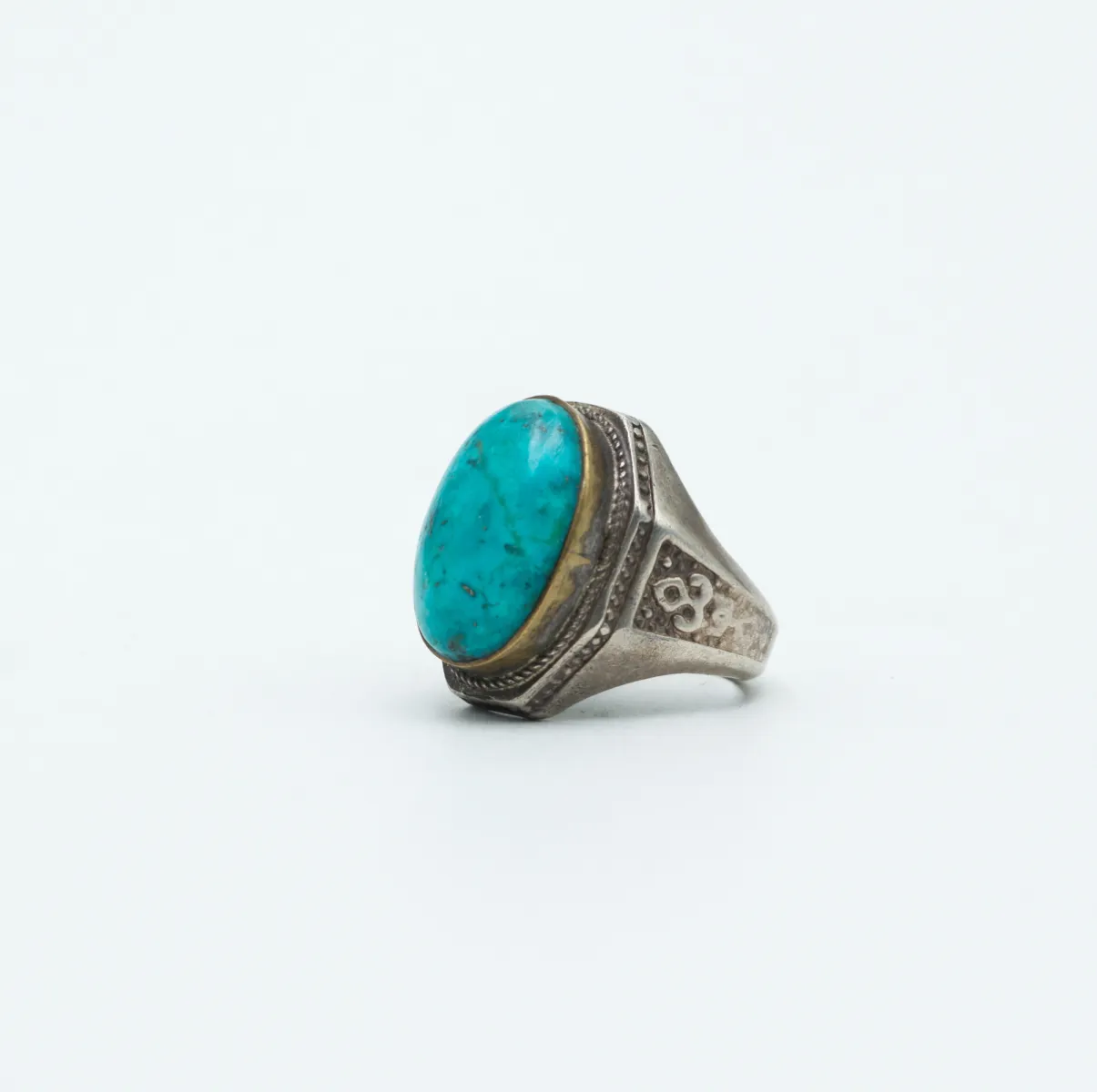 Inel Afgan octogonal turcoaza Argint