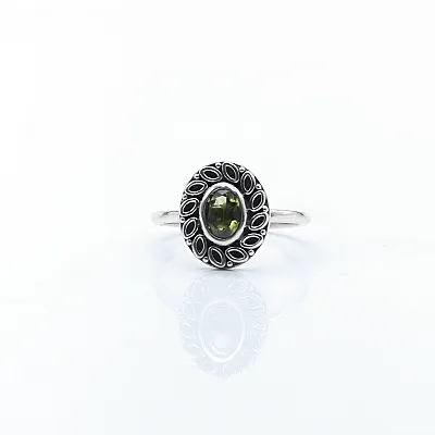 Inel xs floare ovala peridot Argint - 1