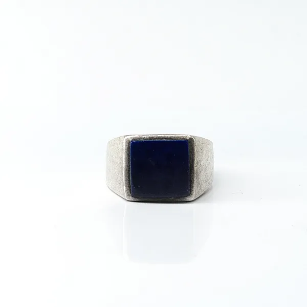 Inel dreptunghiular simplu lapis-lazuli Argint