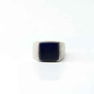Inel dreptunghiular simplu lapis-lazuli Argint - 1