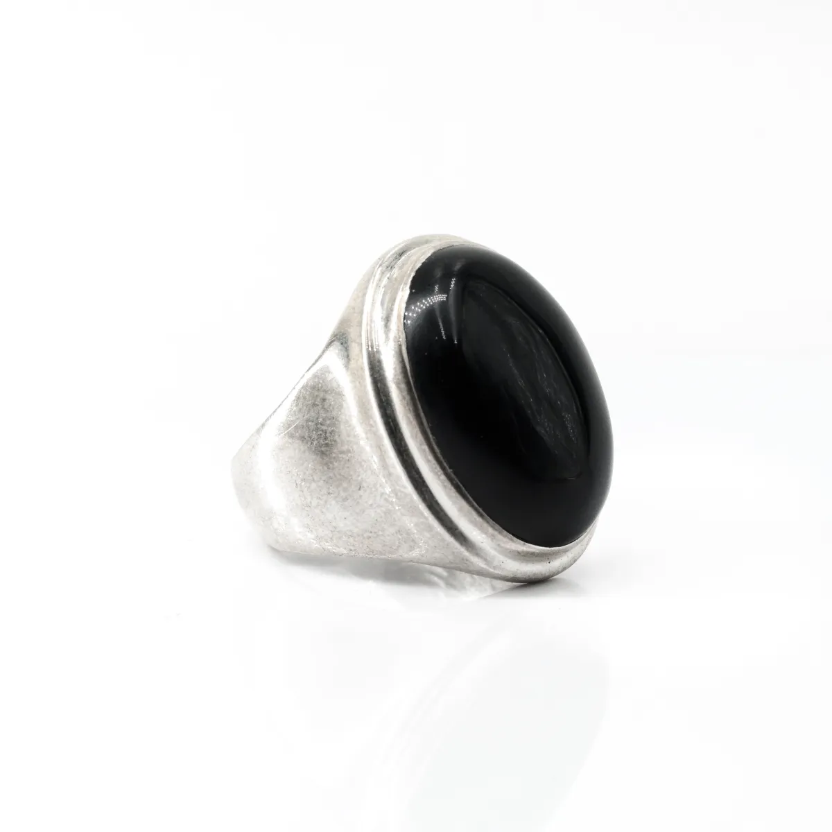Inel simplu oval onix Argint