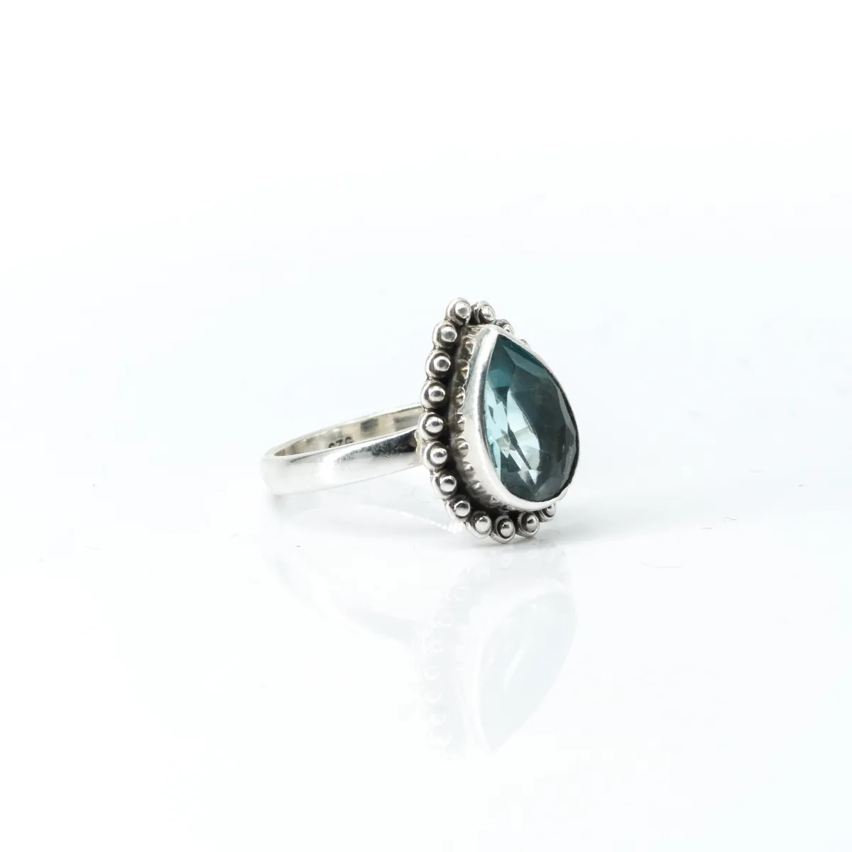 Inel picatura buline topaz albastru Argint