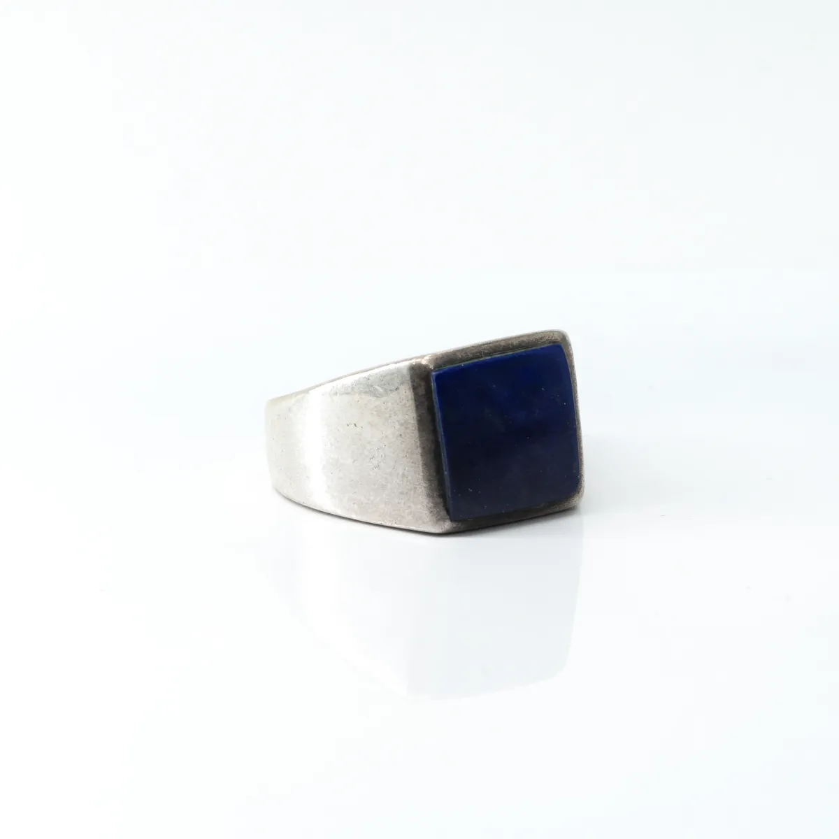 Inel dreptunghiular simplu lapis-lazuli Argint