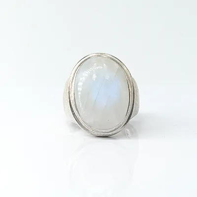 Inel simplu oval piatra lunii Argint - 1