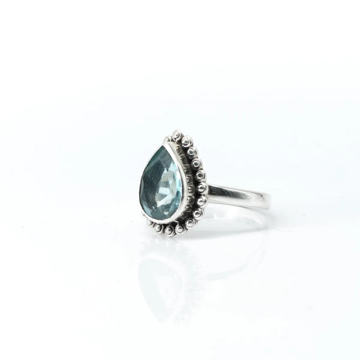 Inel picatura buline topaz albastru Argint