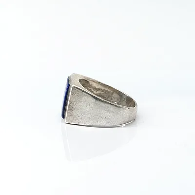 Inel dreptunghiular simplu lapis-lazuli Argint - 3
