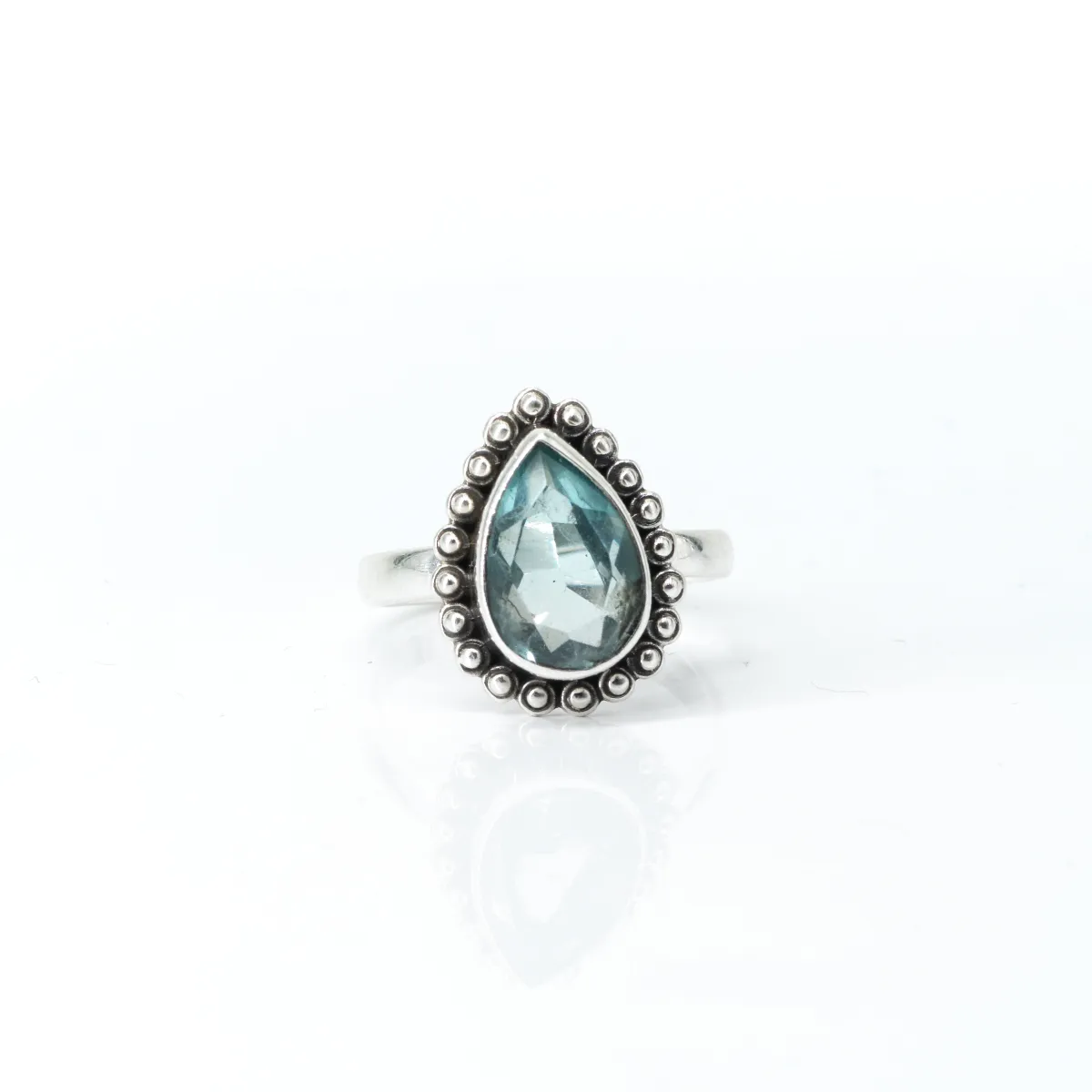 Inel picatura buline topaz albastru Argint