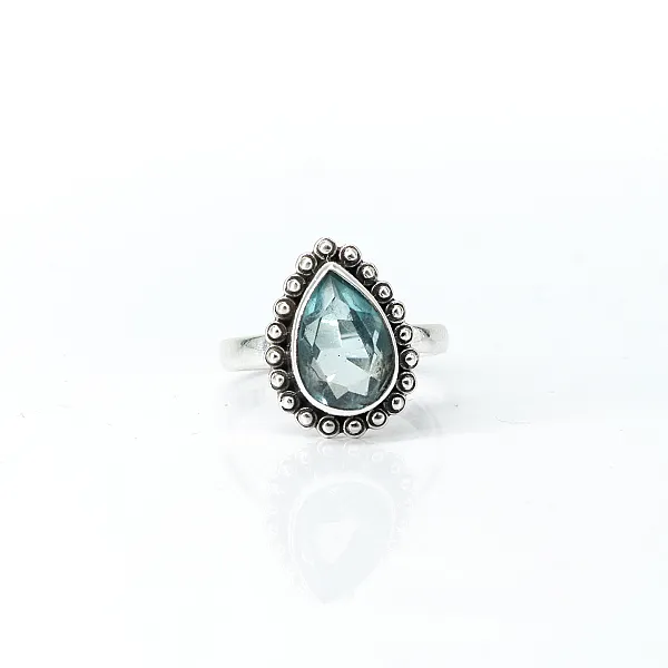 Inel picatura buline topaz albastru Argint