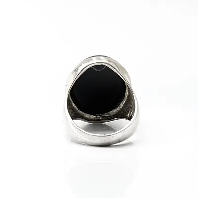 Inel simplu oval onix Argint - 4