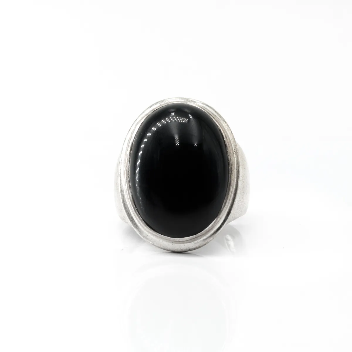Inel simplu oval onix Argint