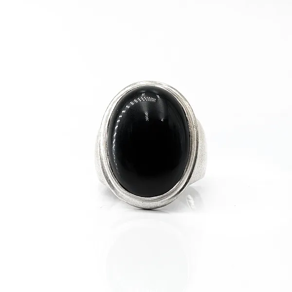 Inel simplu oval onix Argint