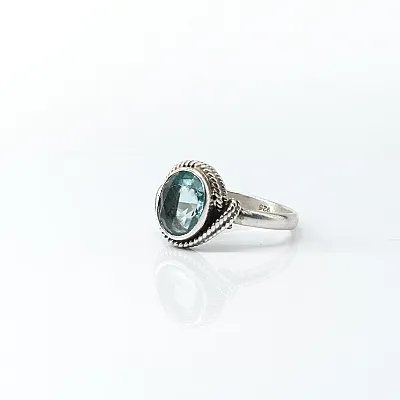 Inel oval sarma topaz albastru Argint - 2