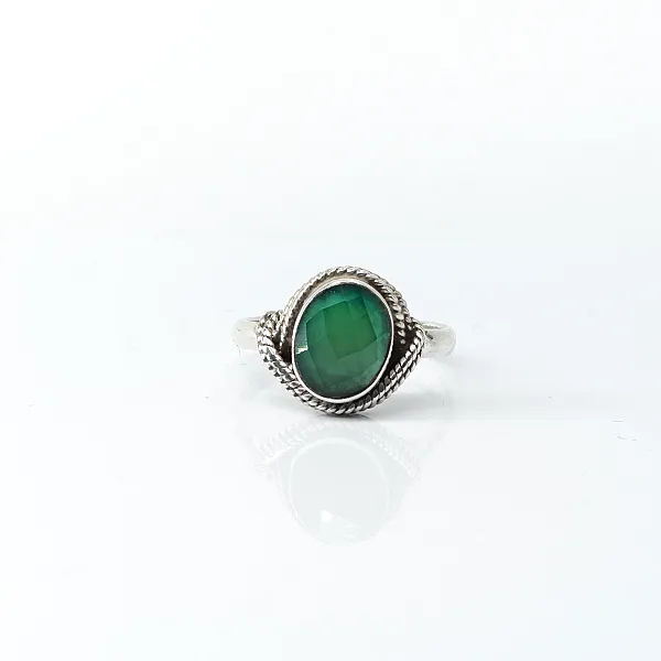 Inel oval sarma agat verde Argint