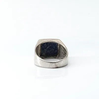 Inel dreptunghiular simplu lapis-lazuli Argint - 4