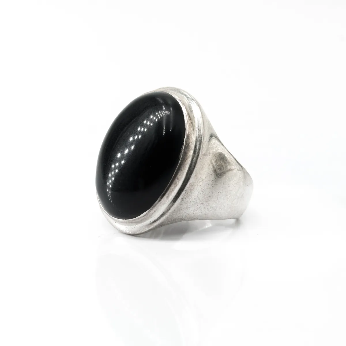 Inel simplu oval onix Argint