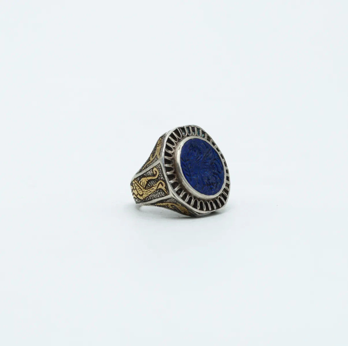 Inel Afgan rotund pegas lapis.lazuli Argint