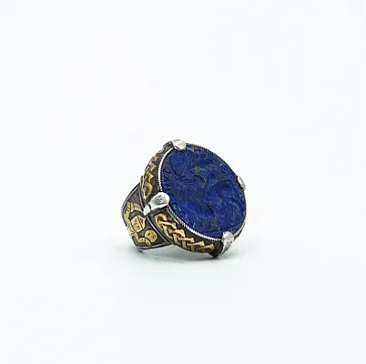 Inel Afgan rotund arcas lapis.lazuli Argint - 5
