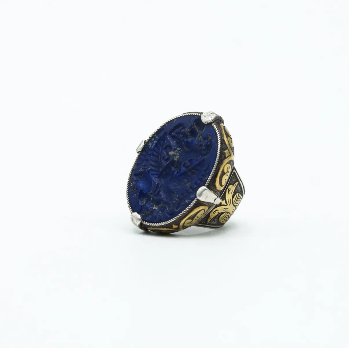 Inel Afgan om vultur lapis.lazuli Argint