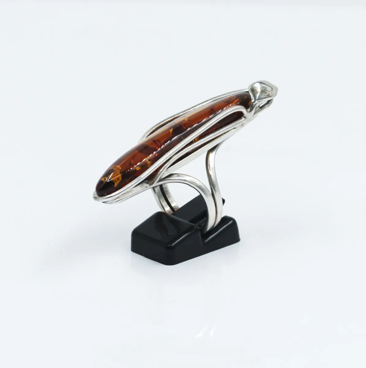 Inel lung chihlimbar 5.5cm Argint