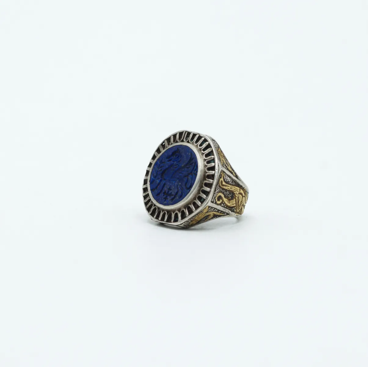 Inel Afgan rotund pegas lapis.lazuli Argint
