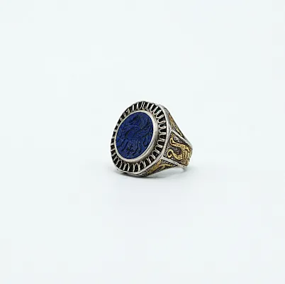 Inel Afgan rotund pegas lapis.lazuli Argint - 2