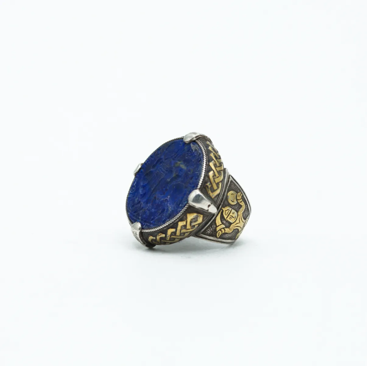 Inel Afgan rotund arcas lapis.lazuli Argint