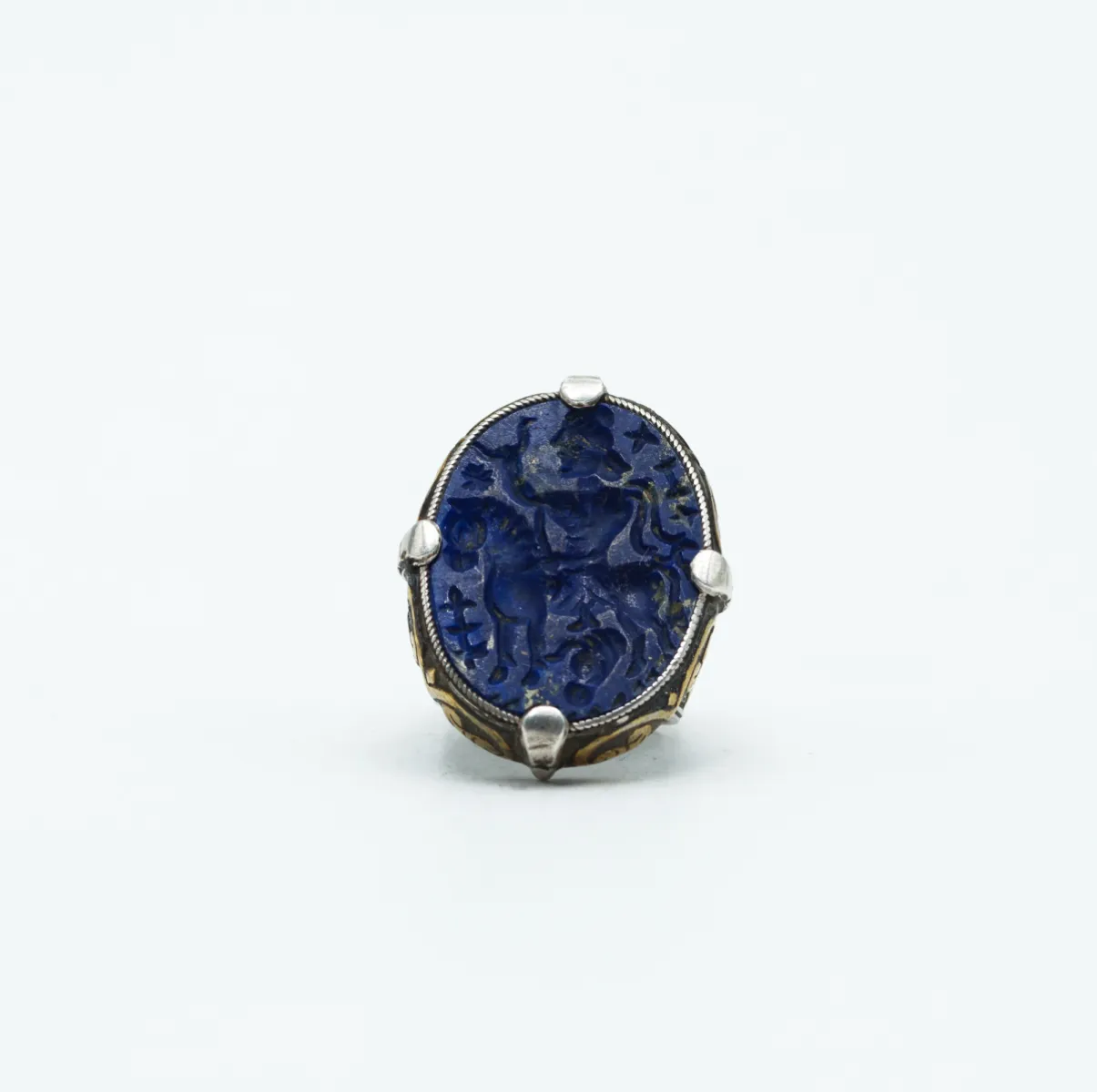 Inel Afgan oval calaret lapis.lazuli Argint