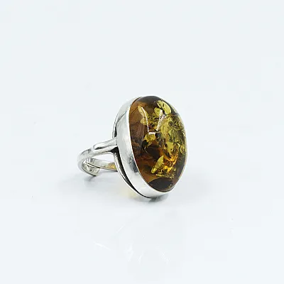 Inel oval chihlimbar 2.9cm Argint - 1