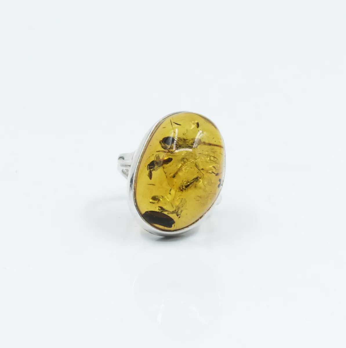 Inel oval chihlimbar 2.9cm Argint