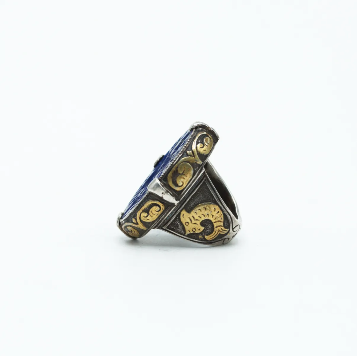 Inel Afgan oval calaret lapis.lazuli Argint