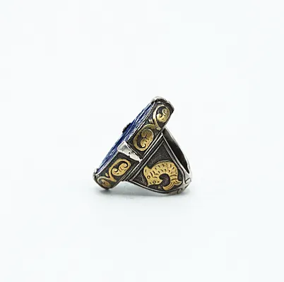 Inel Afgan oval calaret lapis.lazuli Argint - 3
