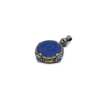 Pandantiv Afgan doi barbati lapis.lazuli Argint - 3